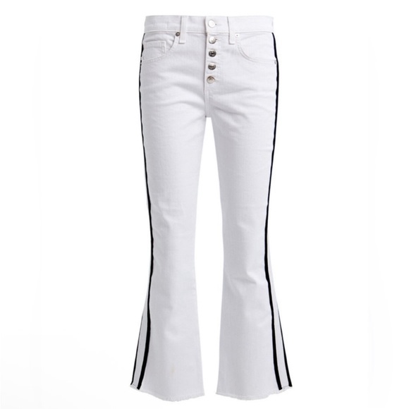 $250 VERONICA BEARD “Carly” White-Denim Raw-Edge Cropped Ankle Jeans, Size 26 - Picture 2 of 5